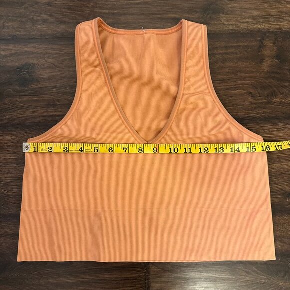 Athleta Light Orange Auroa Seamless Cropped Ribbed Tank Top - Picture 3 of 5